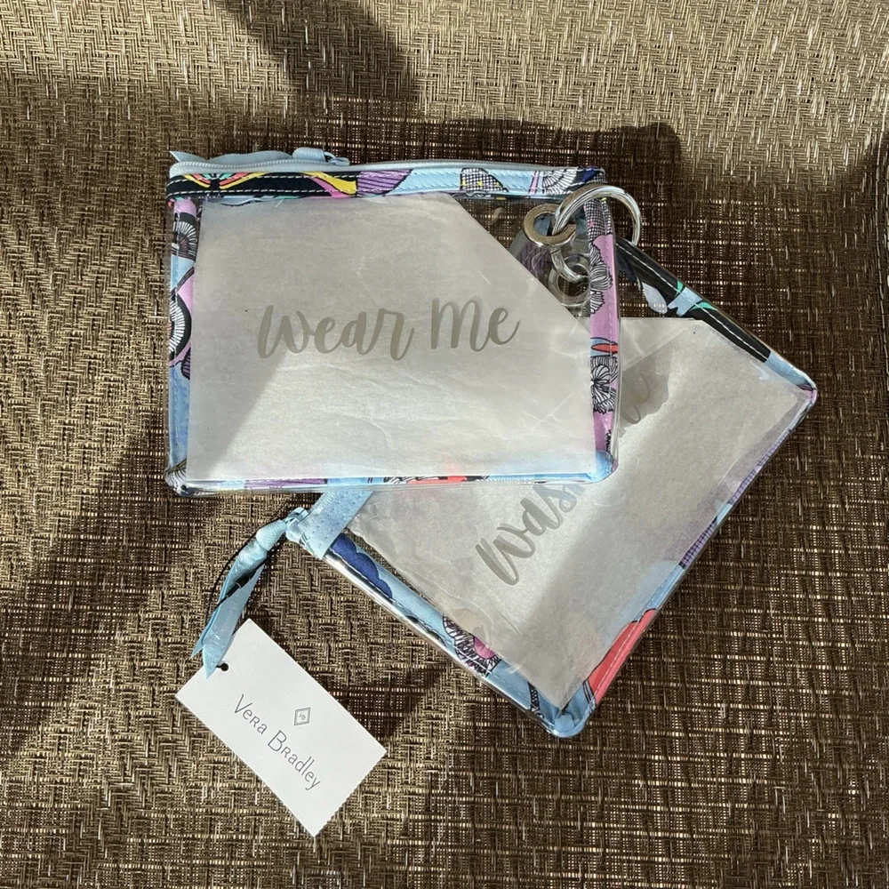 Vera Bradley Clear Plastic Pouch Set in Butterfly Bye Pattern